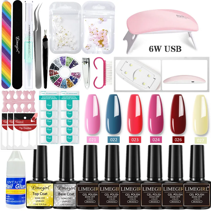 

Professional manicure acrylic nail polish set with nail drying lamp manicure semi-permanent soaking varnish gel manicure tool ki