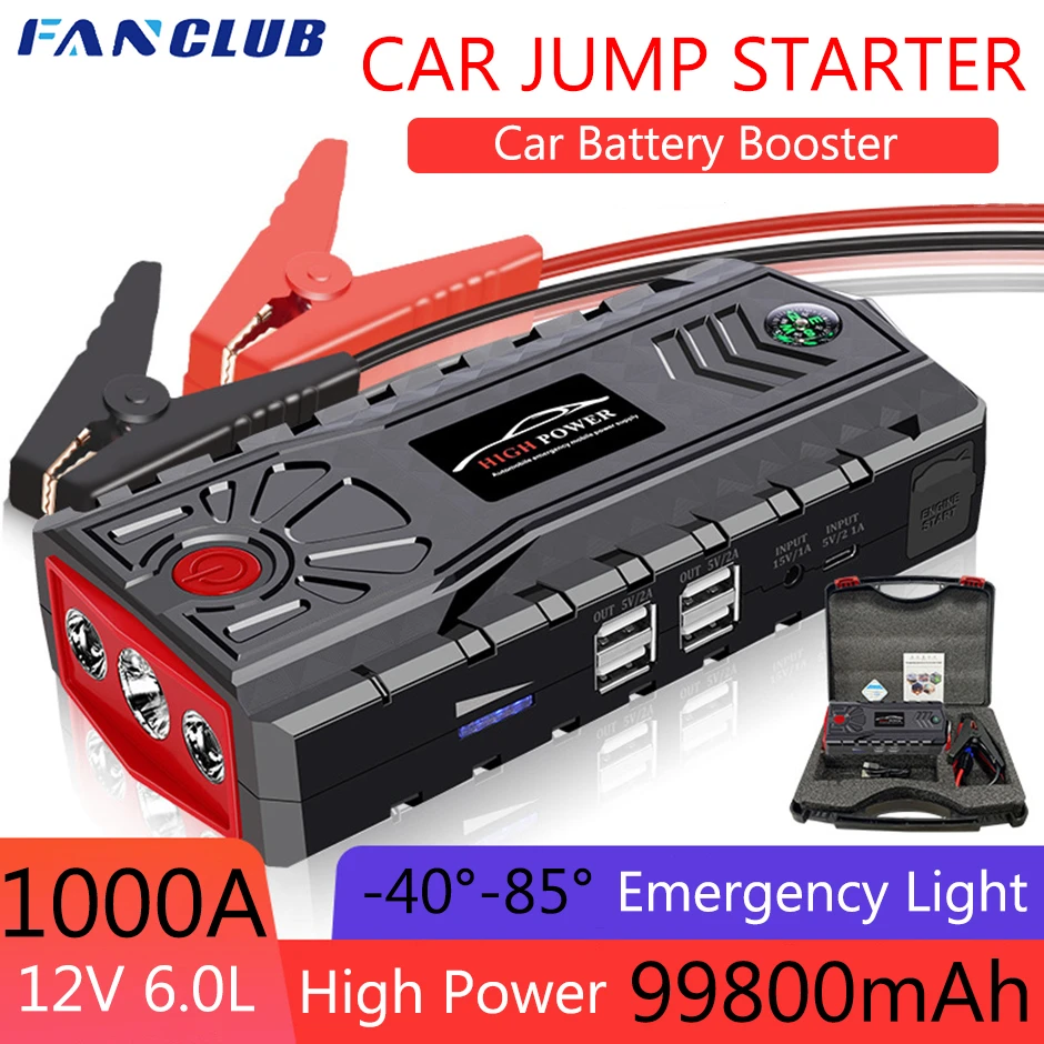99900mAh Car Jump Starter Power Bank 1000A Auto Emergency Battery