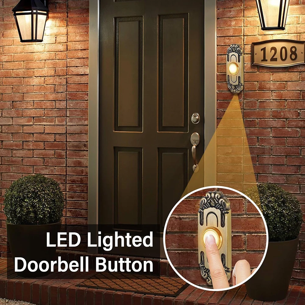 For Home Entrance Heavy Duty Doorbell Door Bell Button Antique Brass Bronze Easy Installation High-quality Metal