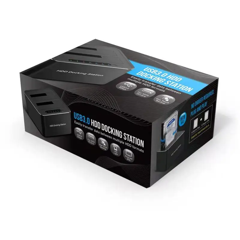 

External Dual Drive Bay Docking Station Dual Bay USB 3.0 To I/II/III Docking Station For 2.5 Or 3.5in HDD SSD Cloner Function