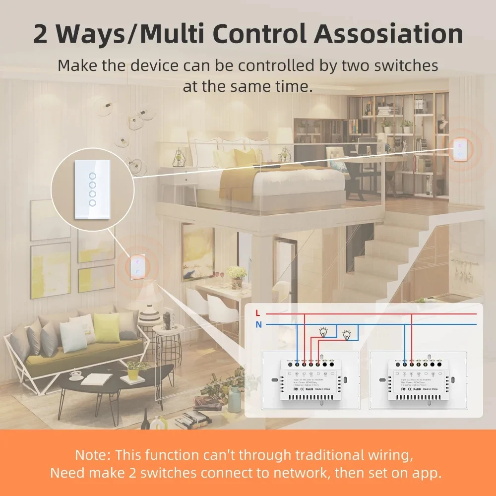 Tuya ZigBee WiFi Smart Light Switch 1 2 3 4 gang 2500W Touch Switch With Neutral Wire Smart Life Control Via Alexa Google Home