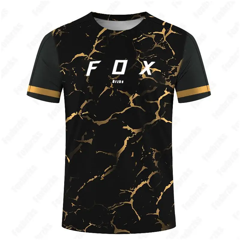 

Foxbrzks 2024 Men's Downhill Jerseys Short Sleeves Motocross T-Shirt Racing Mountain Bike Jersey Maillot Ciclismo Hombre