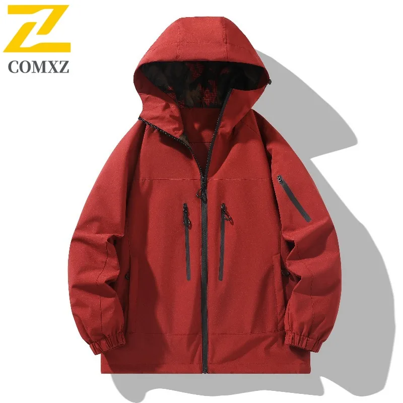 COMXZ Outdoor Mens Jacket 2025 Hooded Cold Resistant Warm Parka Minimalist Comfortable Travel Lightweight Winter Windbreaker