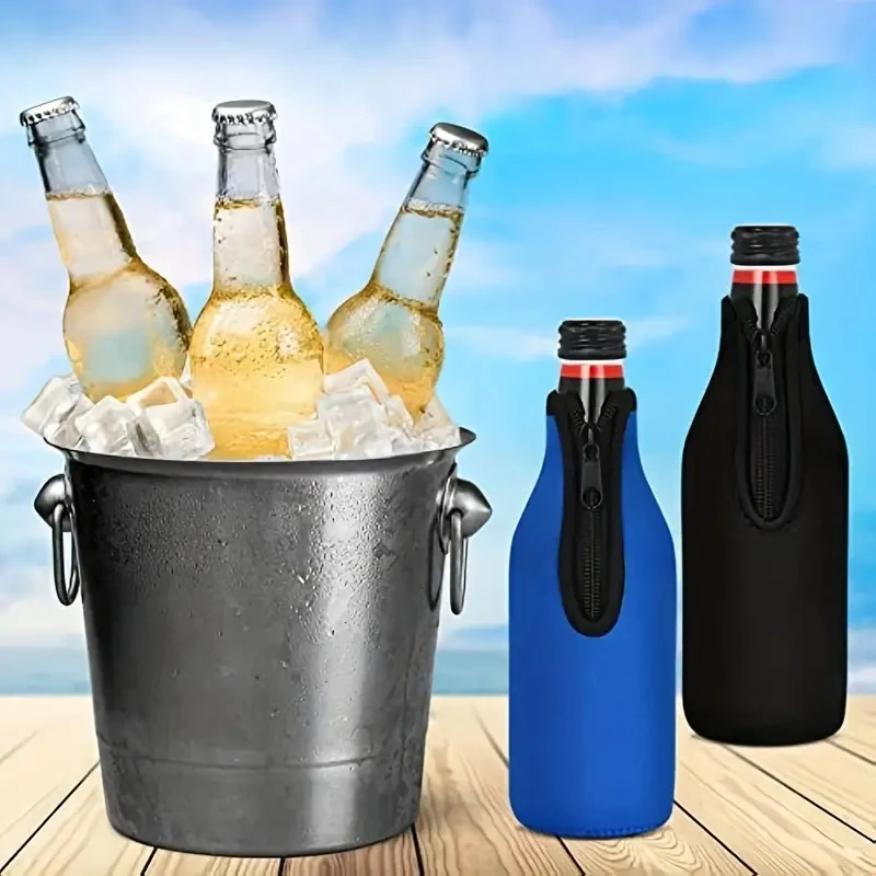 330ML Camping Portable Beer Bottle Sleeve Zipper 1 Piece Set camping beer bottle sleeve