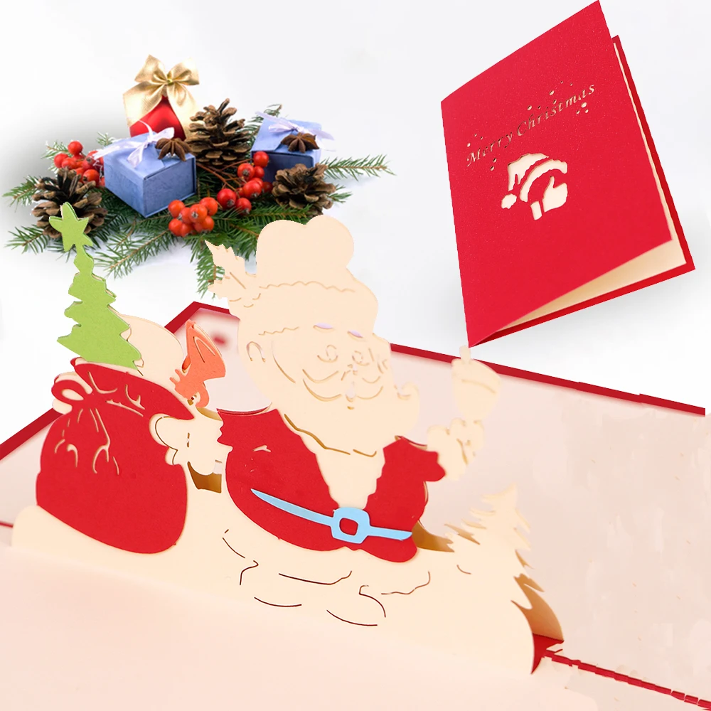 

WINPSHENG Merry Christmas elves pop up card 3 d christmas greeting card