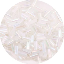 Premium Silver Core Glass Tube Beads for DIY Embroidery and Crafts (18 Transparent Color)