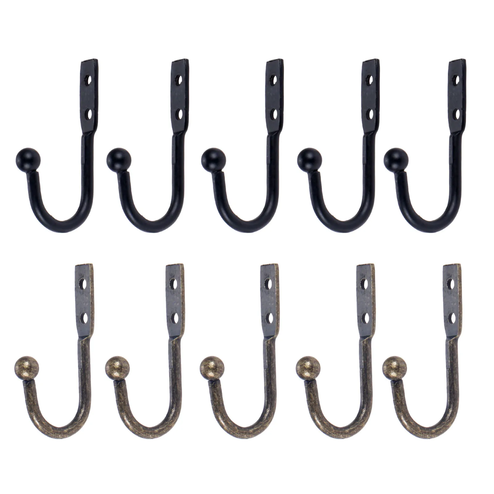 5pcs Vintage Black/Antique Bronze Hooks Wall Door Bath Coat Hook 50*23mm Hanger Kitchen Pot Bag Hanger Hooks For Hanging Towel