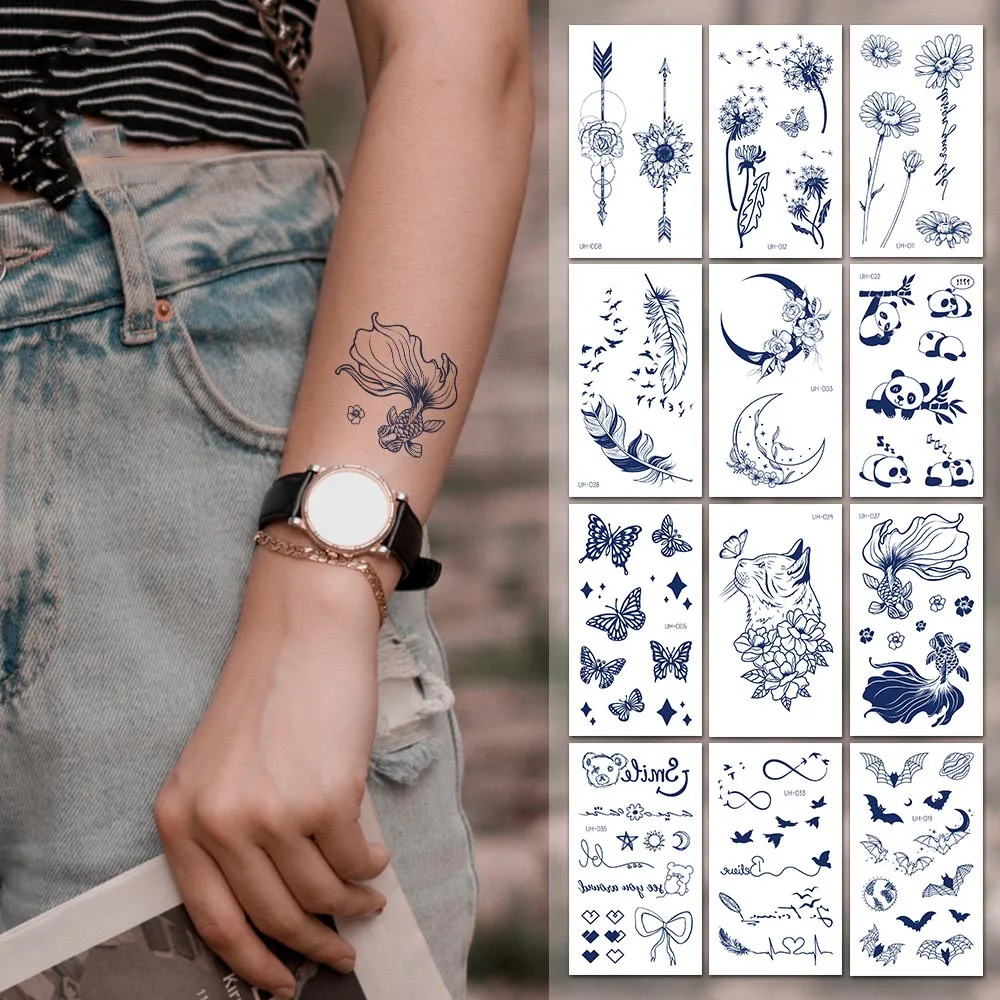 Tattoo Sticker Temporary Tattoos Semi-Permanent Temporary Tattoo Sticker for Girl Men Boy Long-Lasting 1-2 Week Waterproof & Realistic Body Arrow Tattoo Stickers