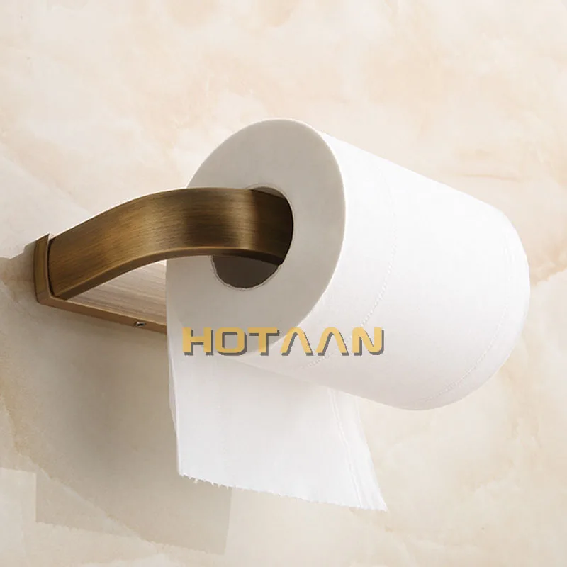 Porta Carta Igienica In Ottone Anticato Vintage – Supporto A Parete Per Bagno, Con Braccio Aperto, Adatto A Rotoli Standard