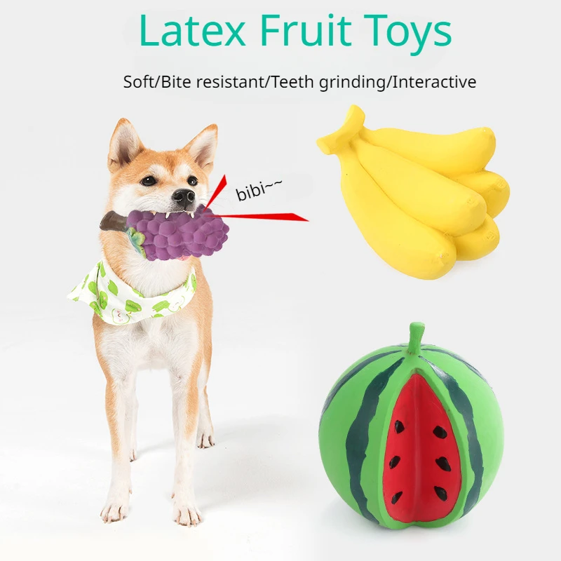 

Dog Toys Latex Chew Squeaky Sound Playing Toys Simulated Fruits Pet Interactive Sounds Play Training for Small Medium Dogs Toy