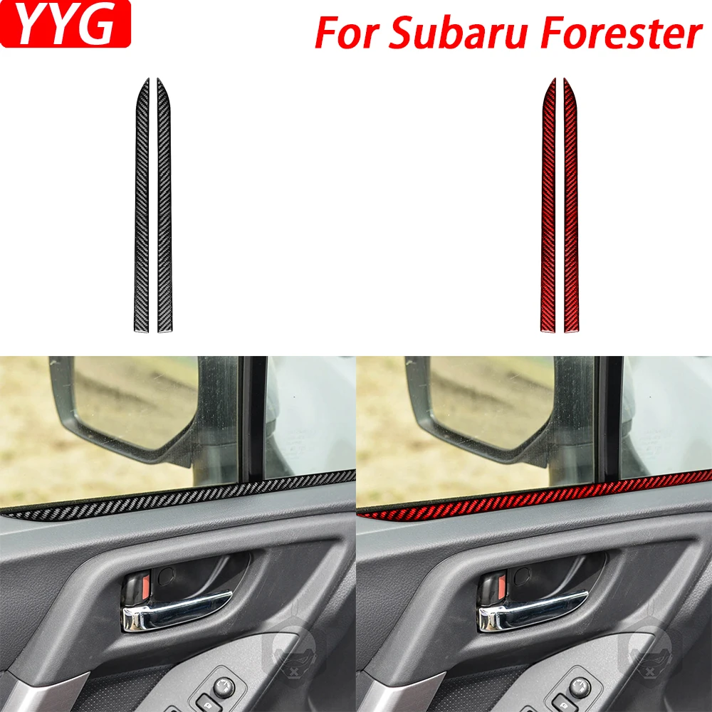 

Внутренняя дверная панель из углеродного волокна для Subaru Forester 2013-2018, декоративные полосы, аксессуары для украшения салона автомобиля, наклейка