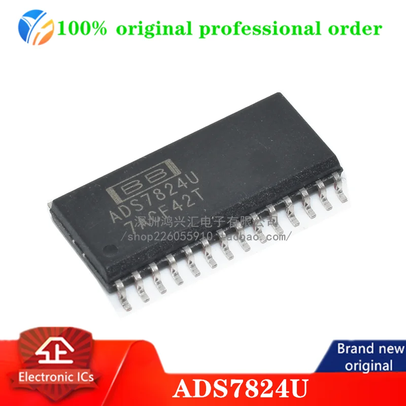 

100% original ADS7824U 4-Channel Single ADC SAR 40ksps 12-bit Parallel/Serial 28-Pin SOIC Tube