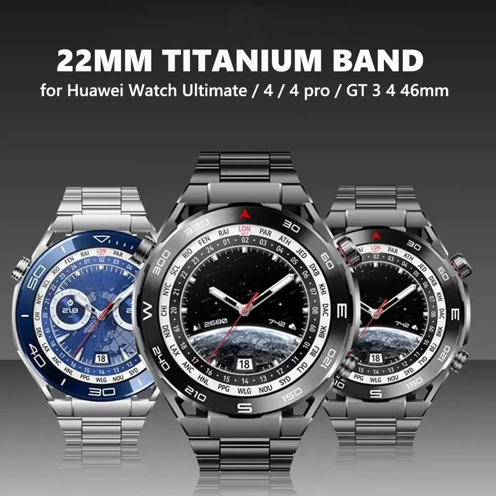 22mm Titanium Link Bracelet for Huawei Watch GT 4 46mm 3 pro Ultimate Correa Strap for Samsung galaxy 3 45mm Gear S3 Luxury Band