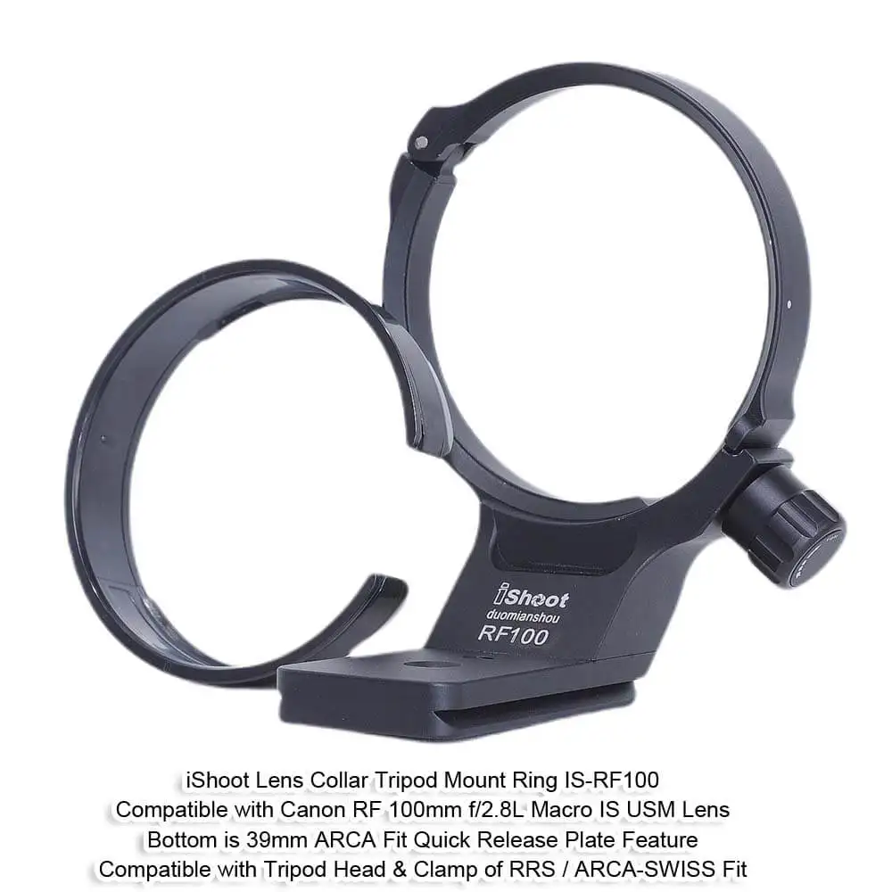 

iShoot Lens Collar Tripod Mount Ring Support for Canon RF 100mm f/2.8L Macro IS USM, with Arca-Swiss Quick Release Plate