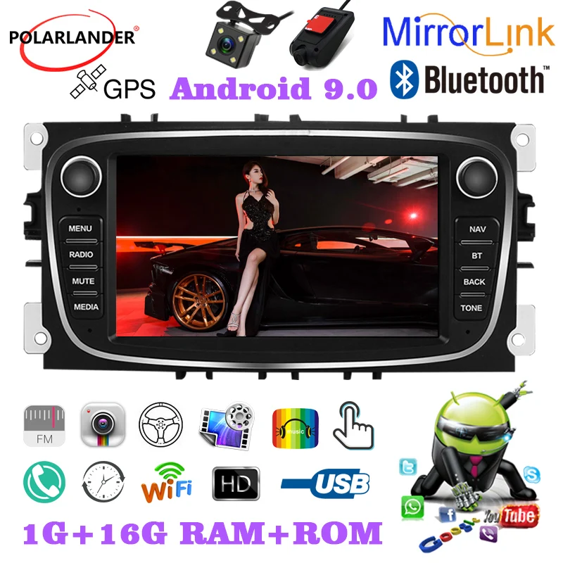

7-дюймовый емкостный сенсорный автомобильный радиоприемник 2 Din GPS WiFi Android iOS Airplay задний двойной USB для Ford/Focus/S-Max/Mondeo 9/GalaxyC-Max