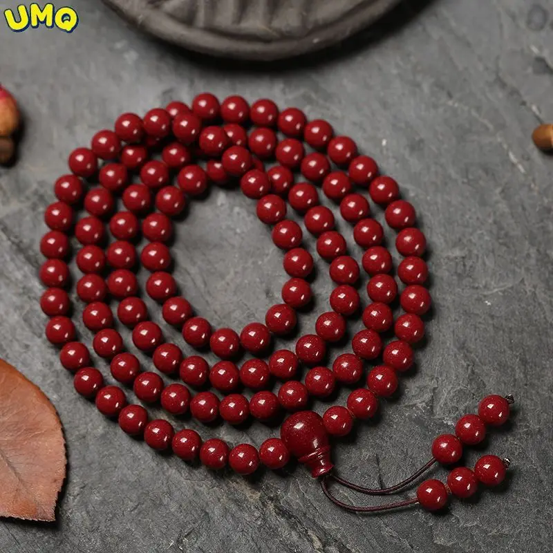 

Vermilion Natural Raw Ore Purple Gold Sand Luck Bracelet 108 Buddha Beads Multi Loop Handstring Men and Women's Amulet Wealth Je