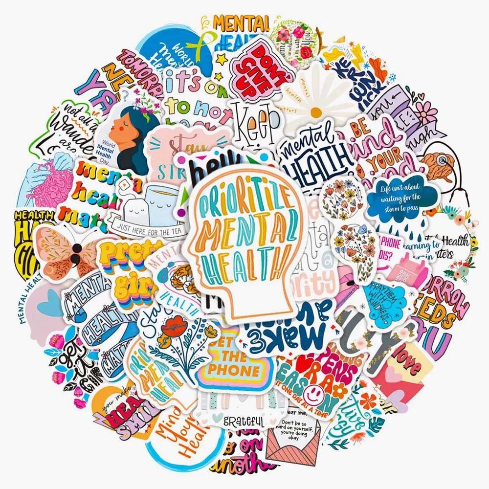 

10/50pcs Cartoon Psychology Health Graffiti Stickers Pack Scrapbooking Notebook Laptop DIY Removable Waterproof Decal Decoration