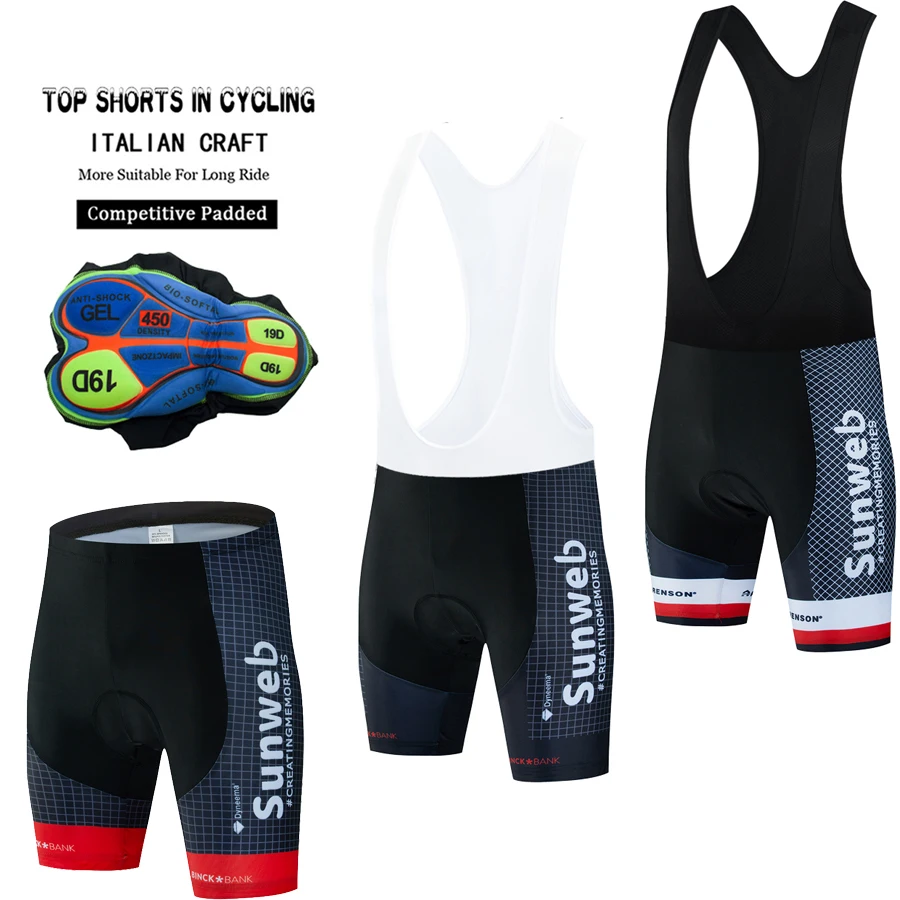 Sunweb Men Cycling Shorts 19D Gel Padded Shockproof MTB Mountian Bicycle Shorts Road Racing Bike Summer Outfit Clothes