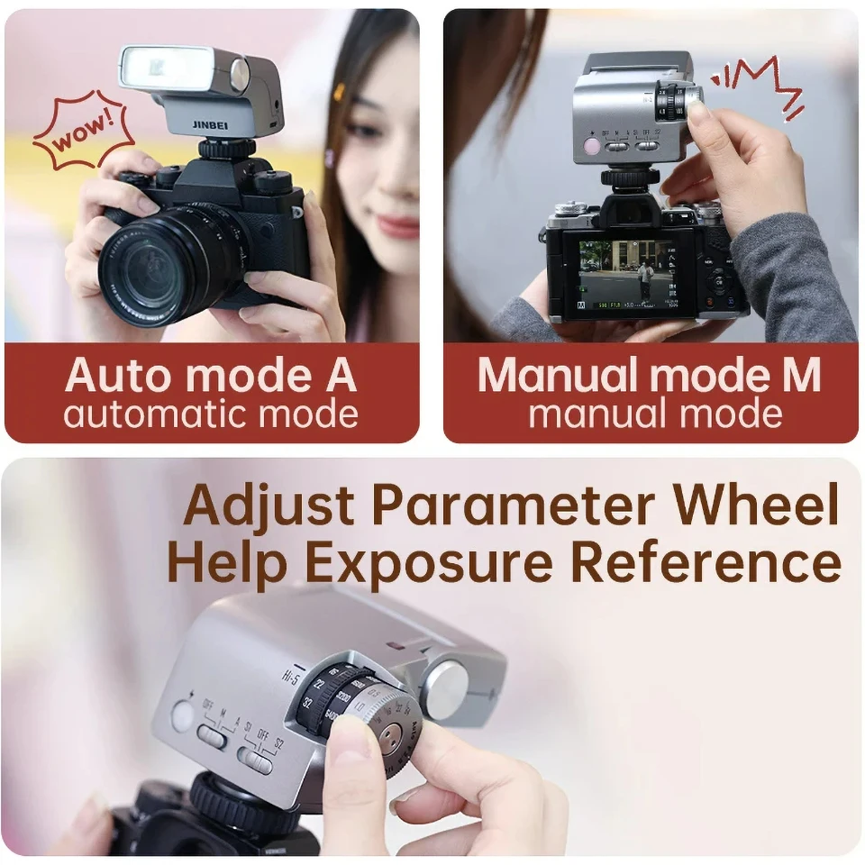 JINBEI Hi5 Retro Speedlite Hot Shoes Retro Camera Flash compatible with Canon Fujifilm Nikon Panasonic Oba Sony