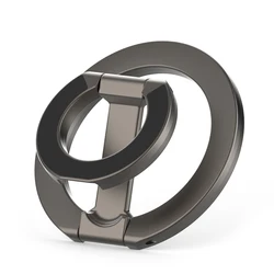 Double - Sided Magnetic Phone Ring Holder with Kickstand and Grip (B - Gun color)