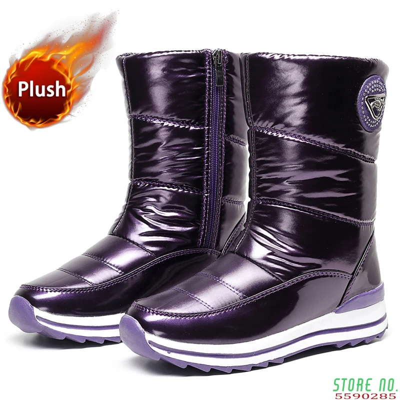 

winter Women's warm snow boots flat waterproof 2021 waterproof thick fur winter shoes slip-resistant Female Botas Mujer Botas