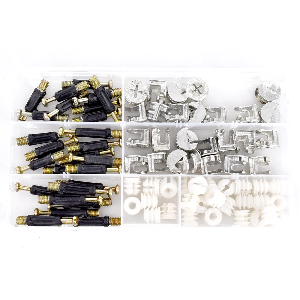 M6 Length 32 35 40mm 90pcs/set Eccentric Wheel Nut 3 in 1 Furniture Connecting Kit ConnectorBolt clothes cabine desk link fixer
