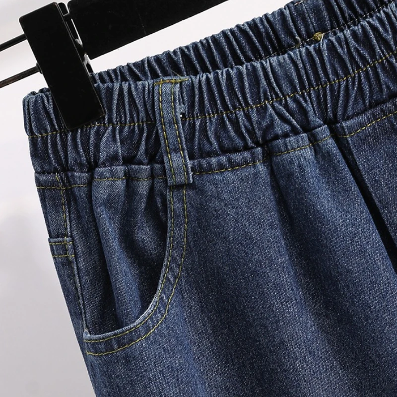 Jeans Grande Taille 2026 Printemps Automne Taille Haute Coupe Droite Pantalon Ample Décontracté Femme avec Poches