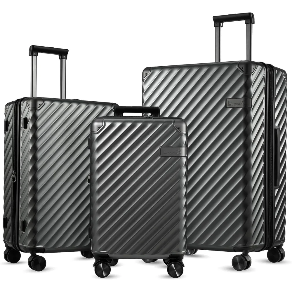 

LUGGEX 3 Piece Luggage Sets with Spinner Wheels - 100% Polycarbonate Expandable Hard Suitcases with Wheels