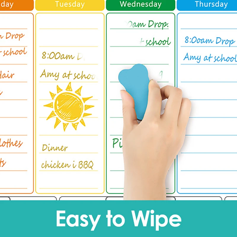Tableau De Menu Hebdomadaire En Acrylique Avec 8 Marqueurs, Calendrier Hebdomadaire Transparent Pour Réfrigérateur, Réfrigérateur, Tableau Effaçable à Sec, Tableau Pour Faire Les Courses, 30,5 X 22,9