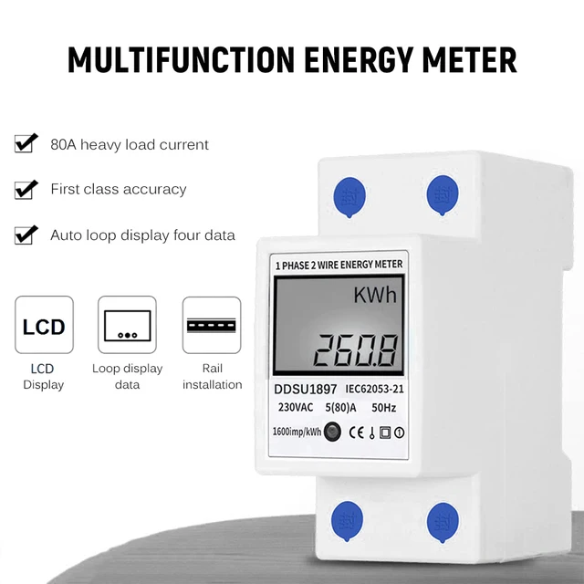 Compteur D'électricité Numérique Monophasé Pour Rail Din