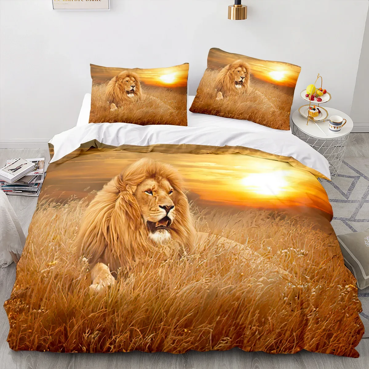 Animal Lion Bedding Set Cool Animal Bed Linen Home Decor Single Double Twin Size For Boys Girls Kids Adults Lion Duvet Cover Set