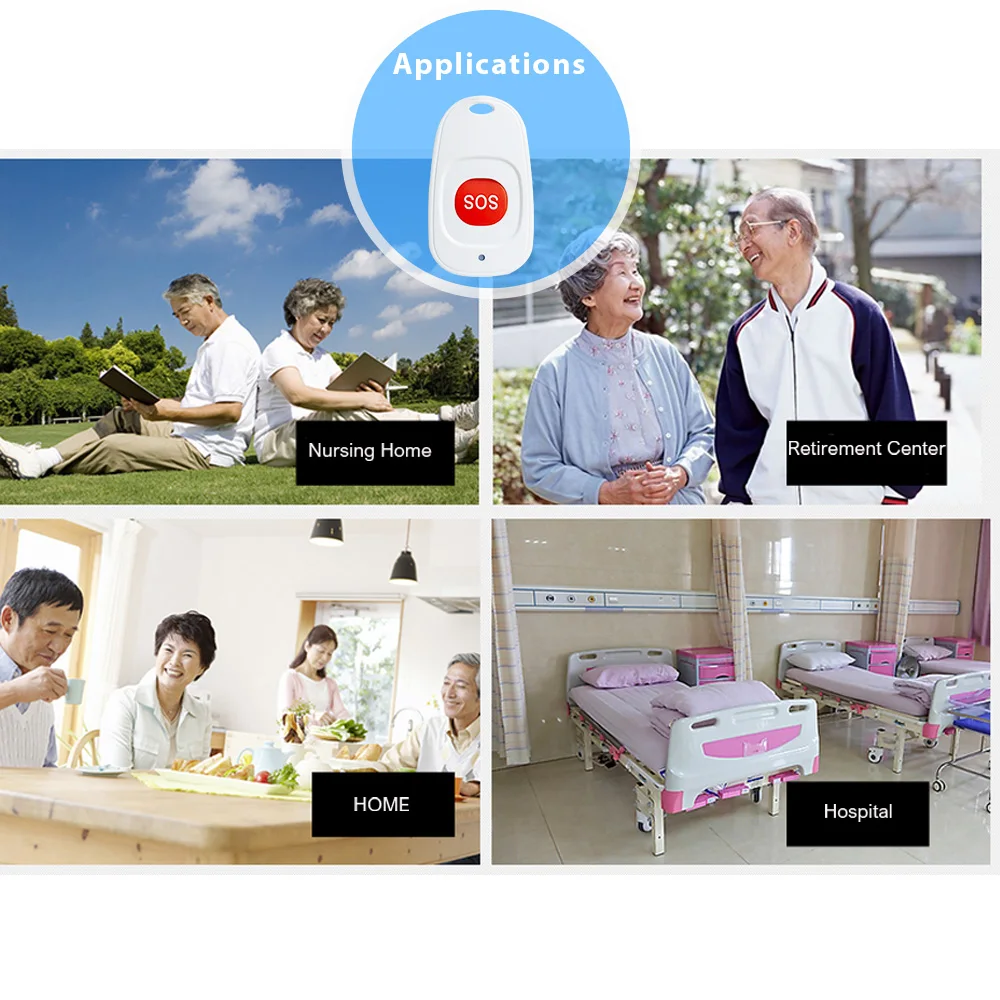 Medical Alert Emergency Alarm Button RF 433mhz SOS Panic Button Elderly Alarm Keychain Controller Old People GSM WIFI Home Alarm System