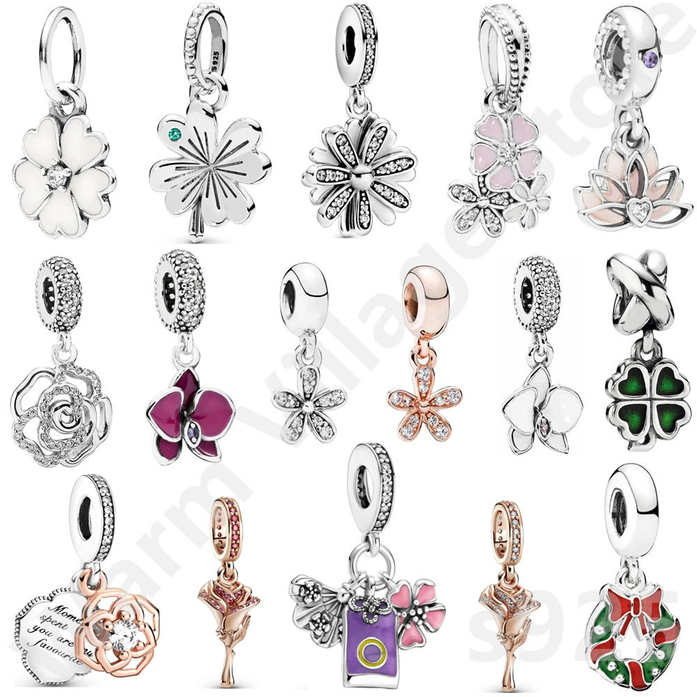 

Silver Jewelry Flower Fairy Butterfly Daisy Pendant Charm Beads Original Charm Bracelet Beaded DIY Jewelry Women