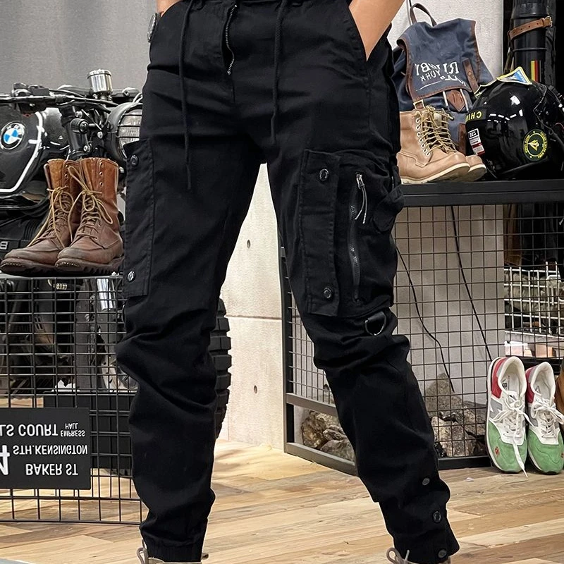 thumbnail image 1 of Pantalones de camuflaje azul marino para hombre, pantalones harén Y2k holgados de carga coreana para hombre, ropa técnica de alta calidad para exteriores, pantalones de trabajo de hip hop apilados, 1 of 5