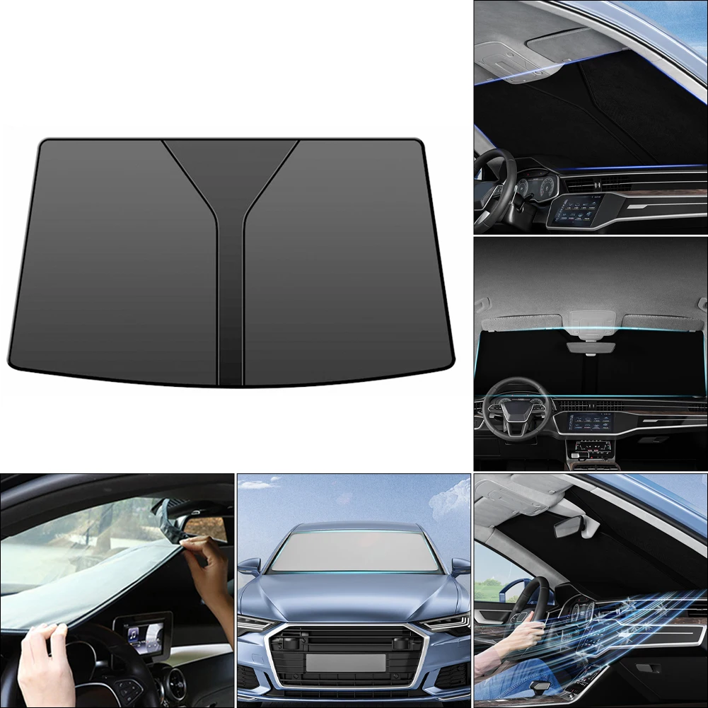 70*140cm Car Windshield Shade Universal Front Windscreen Sun Shade Sun Protection Double-Layer Window Cover Collapsible for Auto bumper stickers