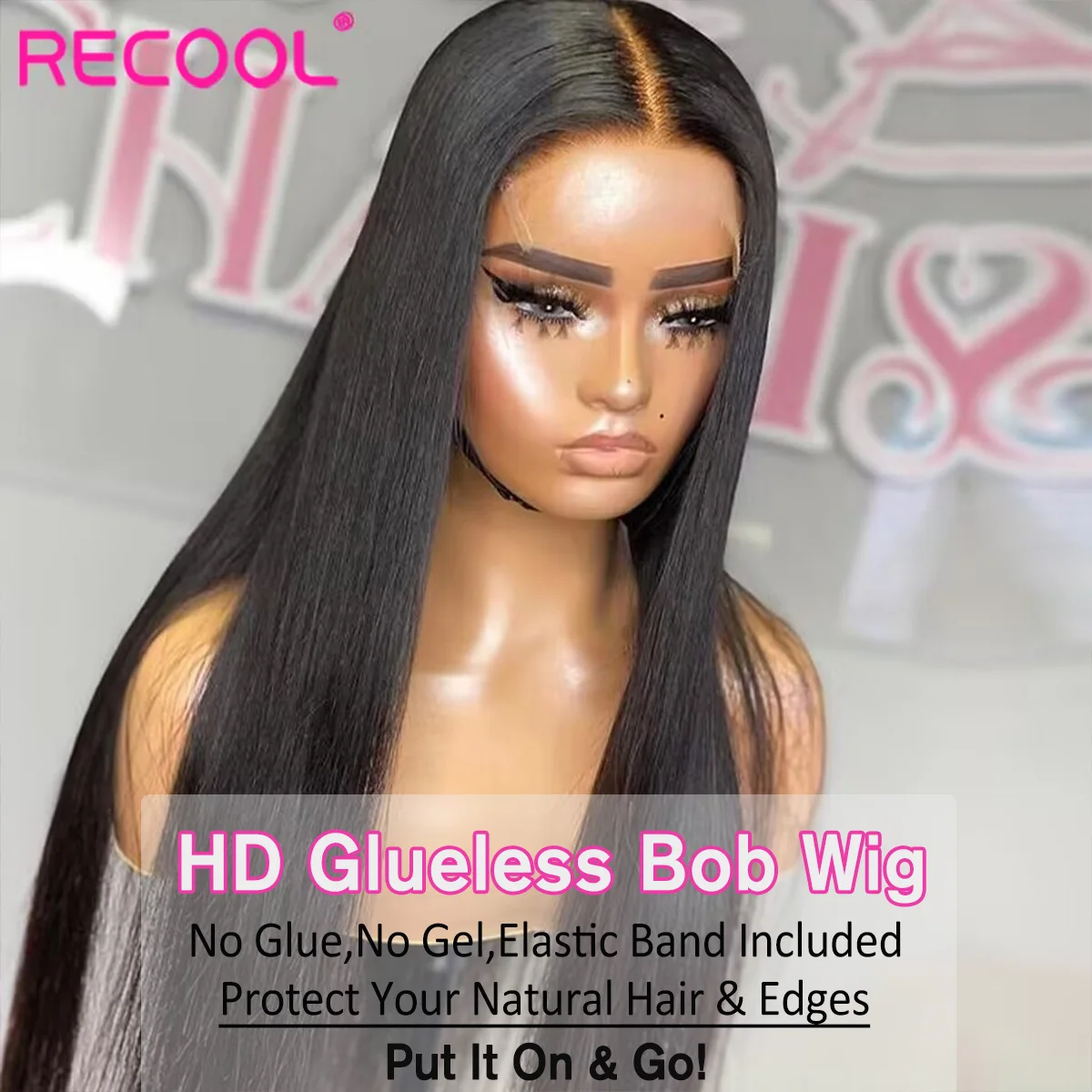 Recool Lace Front Human Hair Wigs Bone Straight Lace Front Wigs HD Frontal Wig Ready To Go Wig Human Hair