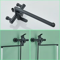 Long Spout Bathtub Shower Faucet Hot and Cold Water Mixer Swivel Tub Spout Wall Mounted Bath Tap  2-ways Water Outlet Crane 2