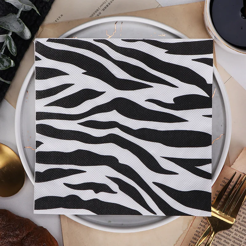 20 stücke 33cm 2-lagige neue Dschungel Zebra Thema Druck kreative Geburtstags feier Dekoration liefert Einweg Restaurant Hotel Servietten – Detail 2