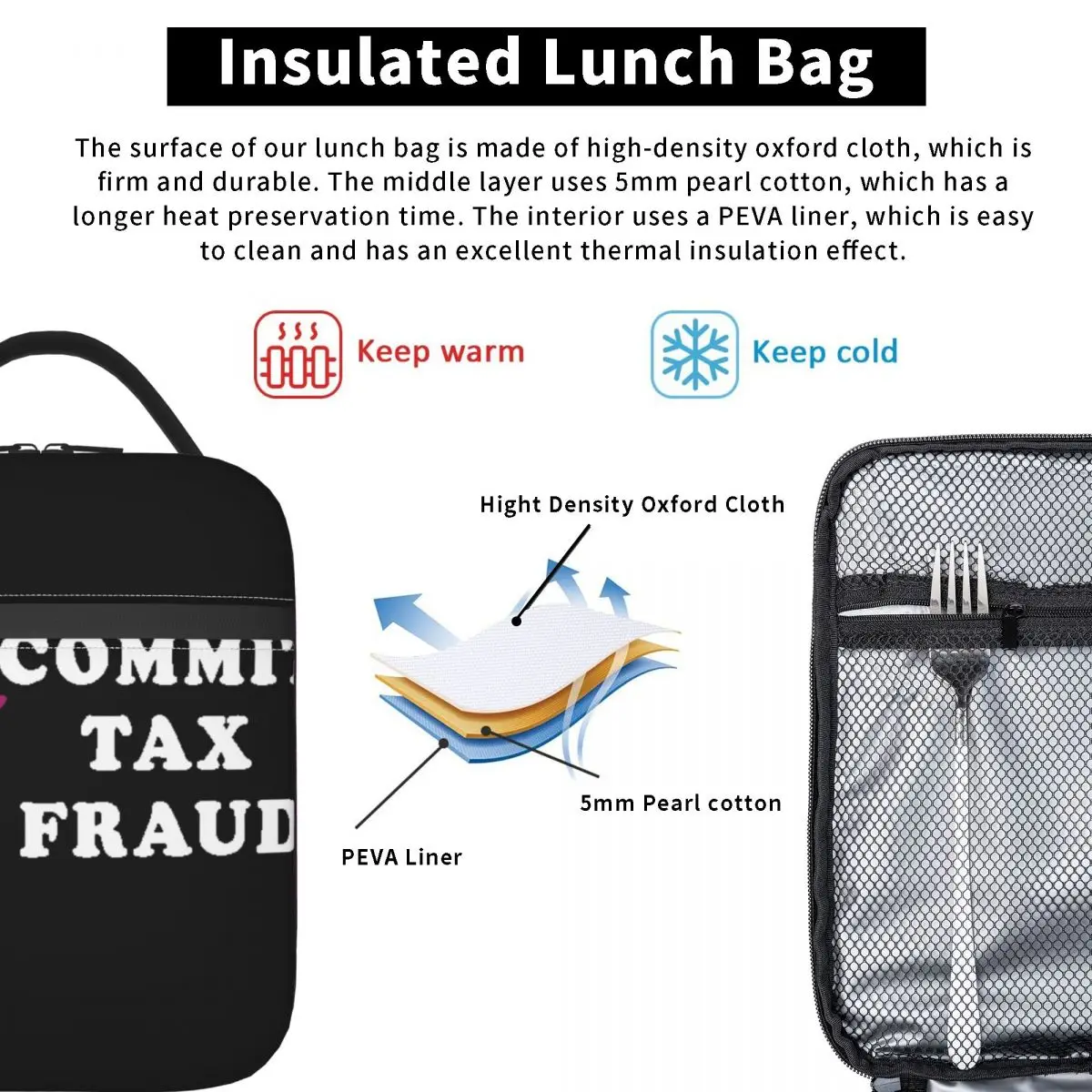절연 도시락 가방, 세금 사기 도시락, 토트 푸드 핸드백