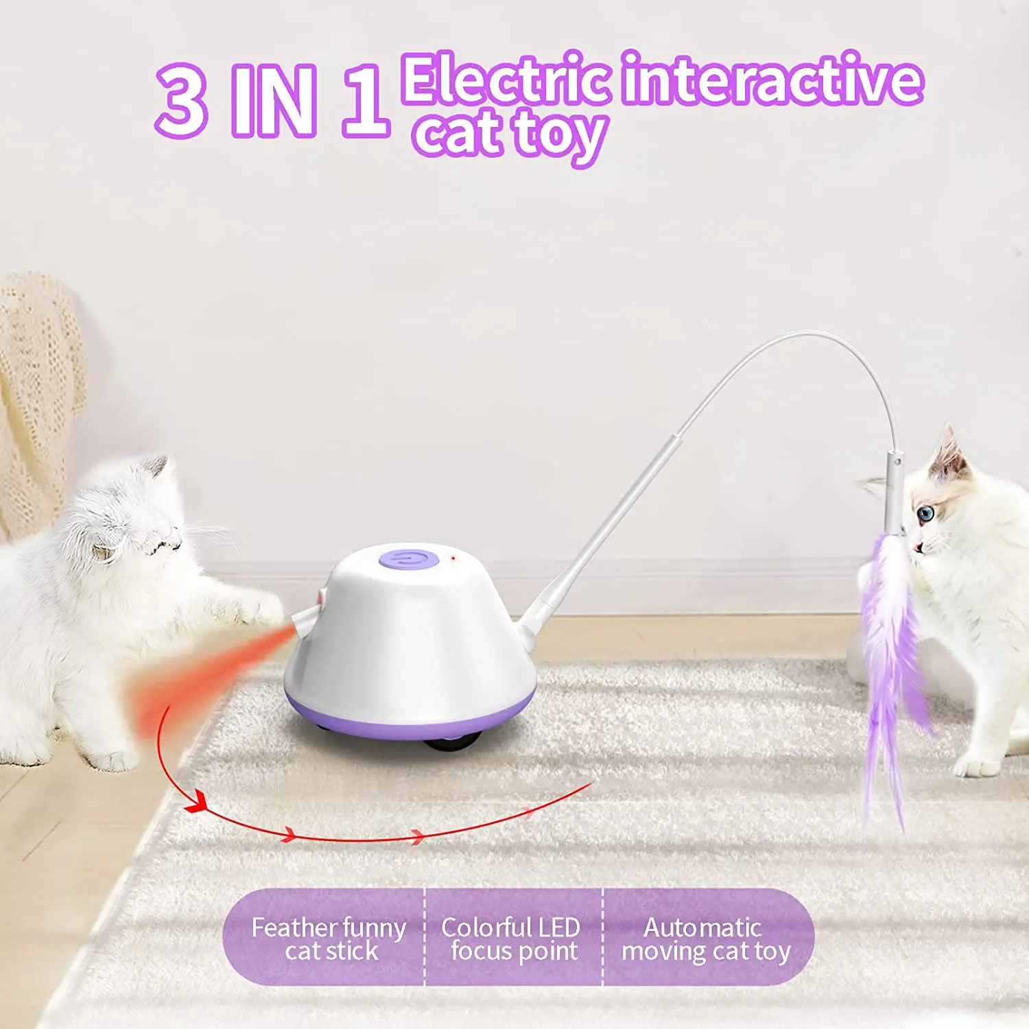 Pet Cat Led Infrared Teasing Stick Feather Fishing Rod Automatic