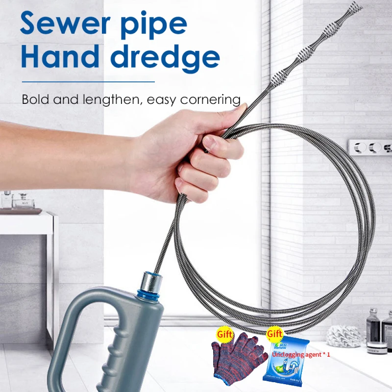10m Drain Unblocker Flexible Rod Auger Snake Rod Kitchen Toilet Sewer