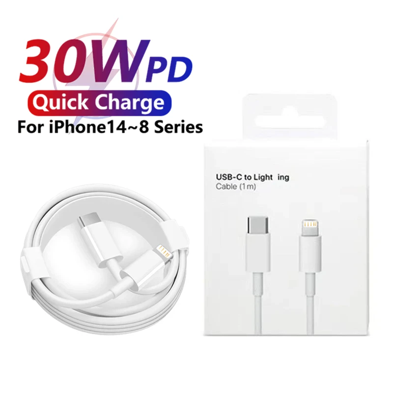 10 PCS Wholesale 30W PD Fast Charging Cable for iPhone 14 Plus 13 12 11 Pro  Max XS XR X USB-C to Lighting Cable With Retail Box