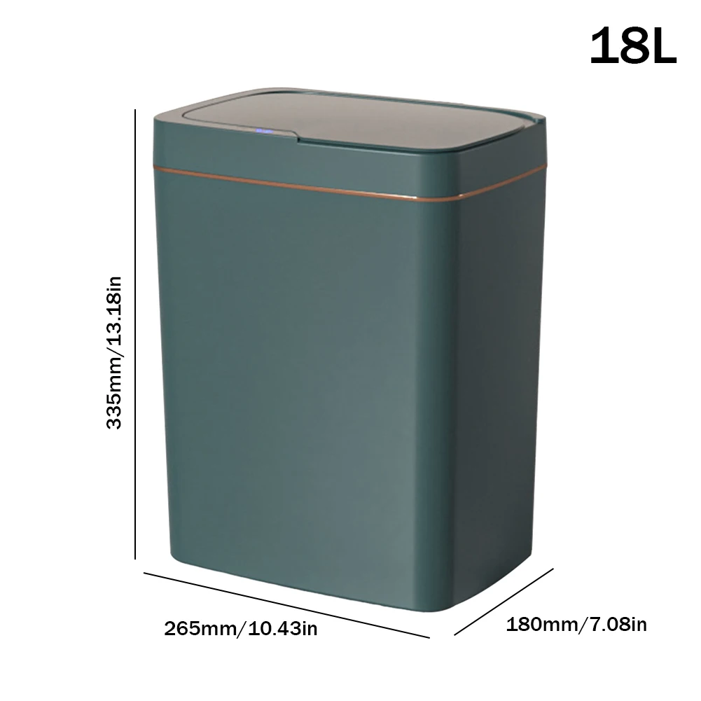 조용한 지능형 터치리스 자동 쓰레기통, 충전식 전기 쓰레기통, 주방 욕실 침실용, 15L, 18L