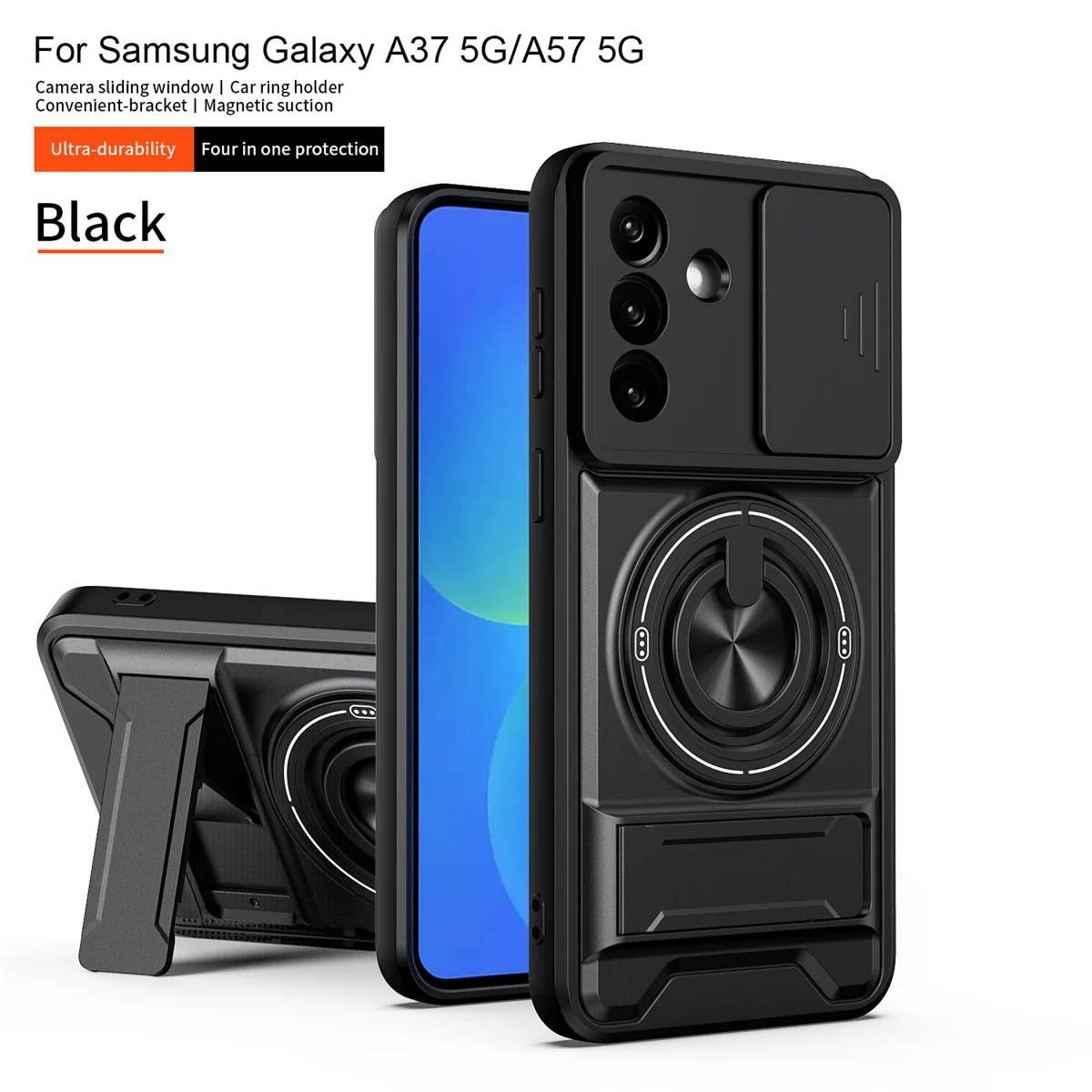 Premium Shockproof Armor Phone Case with Magnetic Holder and Lens Protection