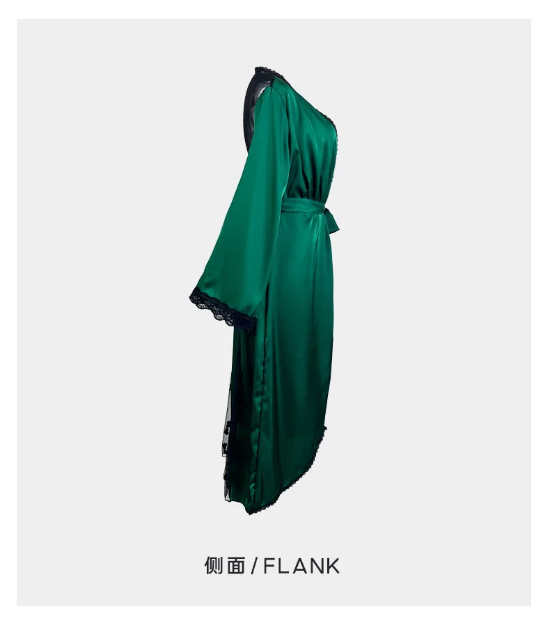 Vestidos De Novia Neue Seide Satin Spitze Robe frauen Nachtwäsche Lose Frühling Herbst Sommer Bademantel Weibliche Homewear Dressing Kleider – Detail 3