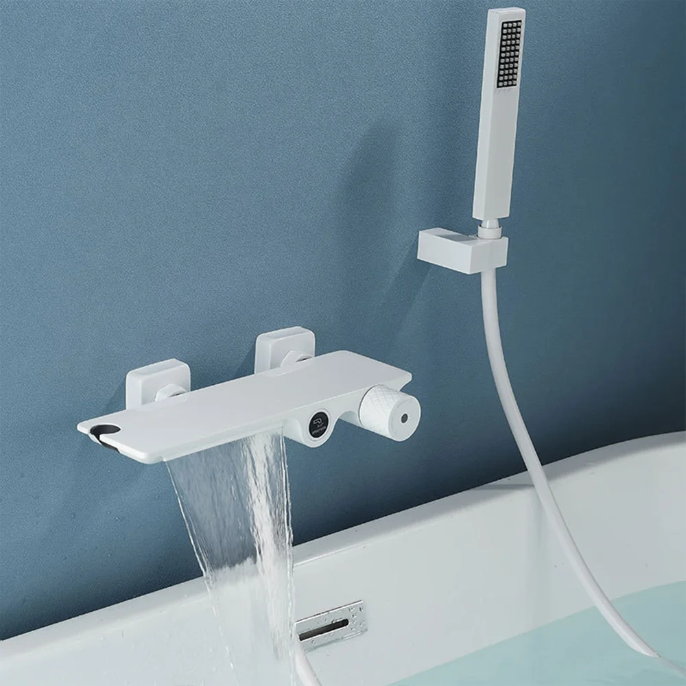 Brush Gold Brass Waterfall Brass Bathtub Faucet Bathroom Faucet Bath Shower Faucet Mixer Crane Wall Mounted Faucet For Bathroom 5