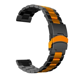 Premium 22mm Stainless Steel Metal Watch Strap Bracelet for GT5 Pro 46mm (Black Orange)