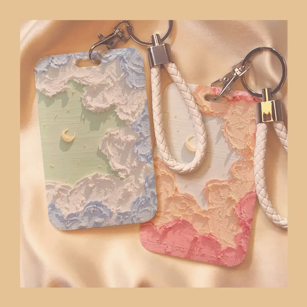 

Oil Painting Card Holder Idol Photo Protector Shell Badge Credit Card Holders Student ID Holders Keychain Bus Card Cover Case