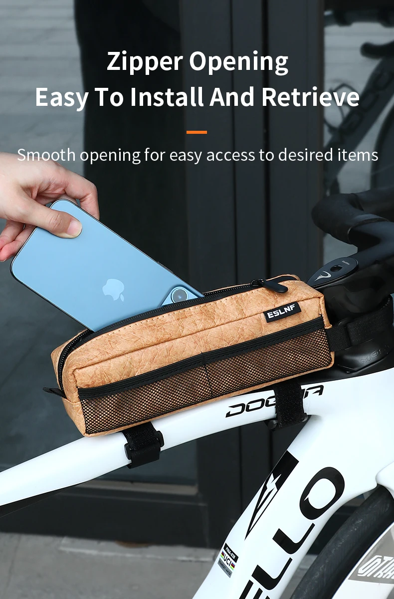 Description Picture 6 of itemESLNF Bicycle Front Beam Bag & Top Tube Bag Set - Head Tube Phone Pouch Included - Mountain & Road Bike Cycling Accessories Pack