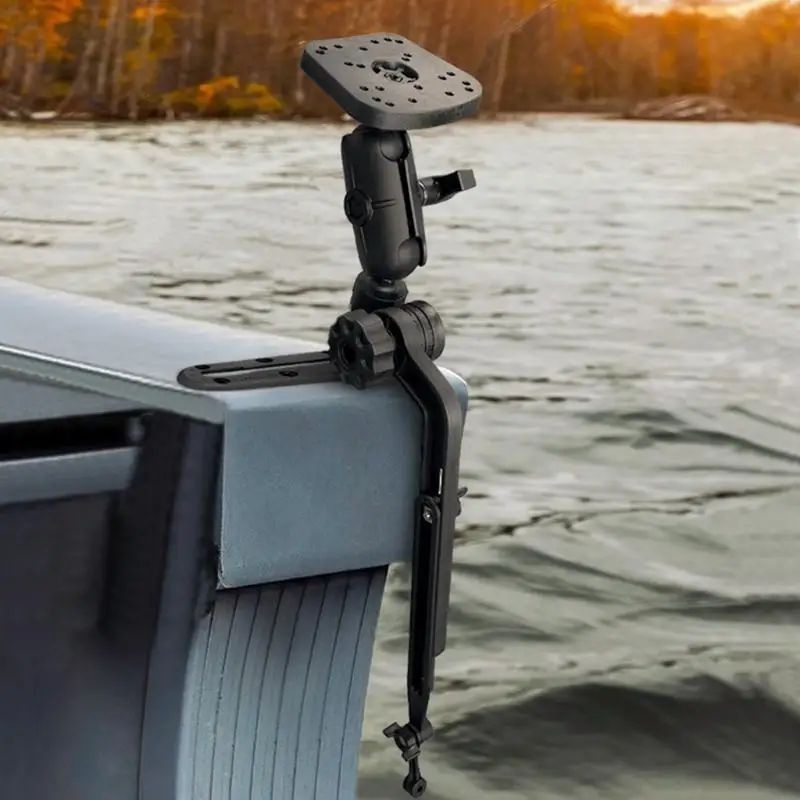 H8WC Kayak Transducer Mounting Arm Fish Finder Mount Base Adapter with Gear-Head Fits All Post Mounts